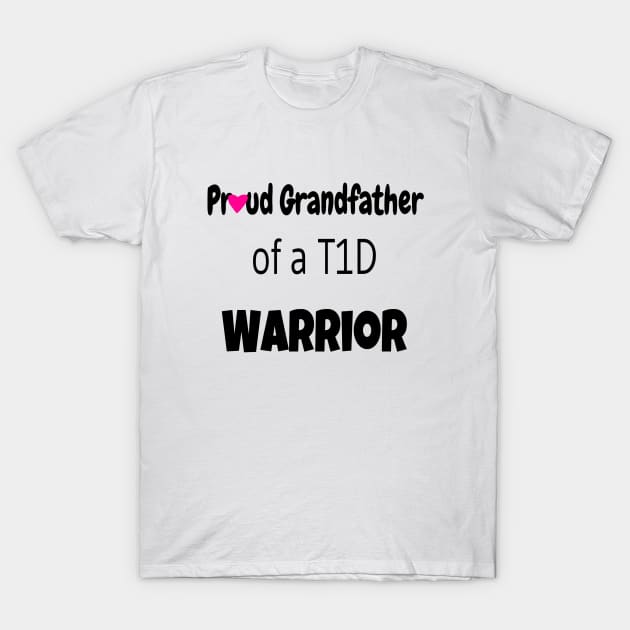 Proud Grandfather - Black Text - Pink Heart T-Shirt by CatGirl101